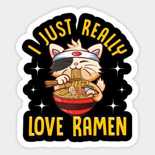 Cute I Just Really Love Ramen Kawaii Anime Cat Sticker